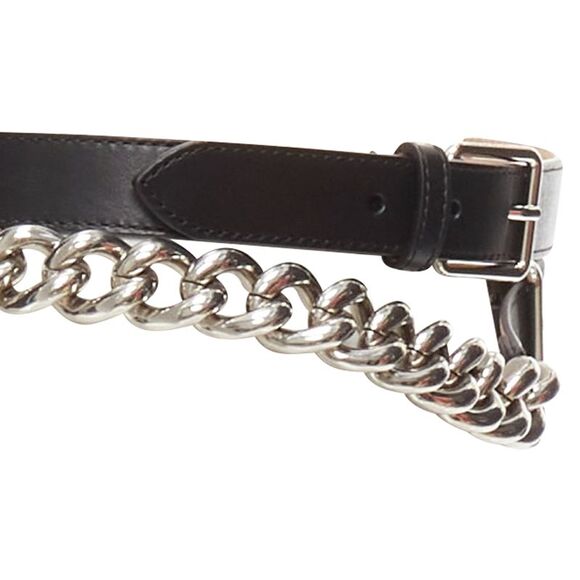 Alexander Mcqueen Leather Silver Chunky Metal Chain Wrap Belt - Picture 4 of 6